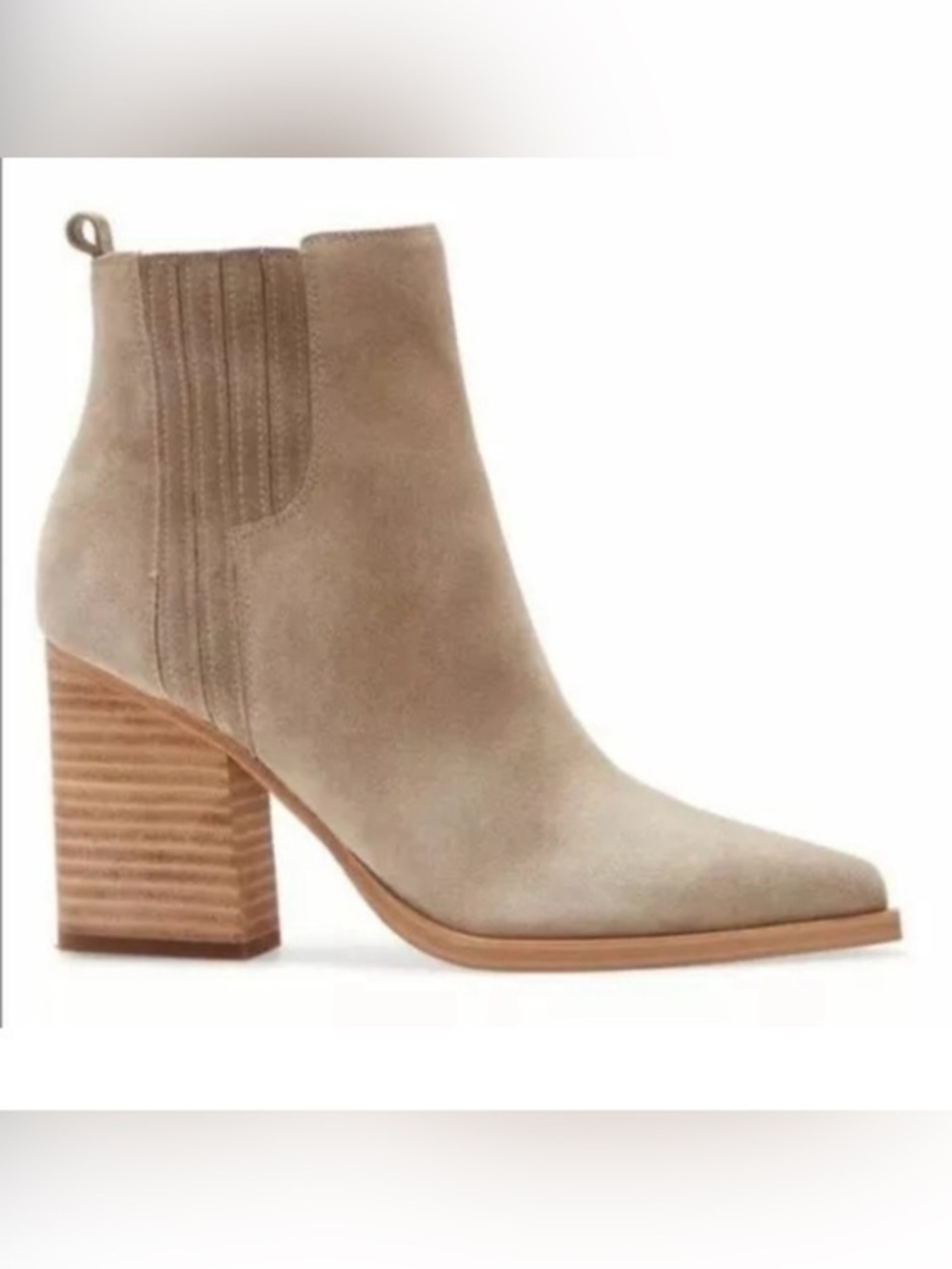 Marc Fisher Oshay  Taupe Suede Pointed Toe Ankle Bootie size 10